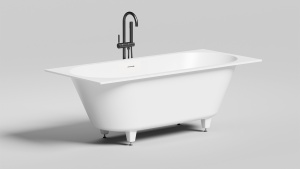 ORNELLA AXIS KIT 176x80 Встраиваемая ванна с прямоугольной чашей, регулируемые ножки, донный клапан "Up&Down" белый, сифон, интегрированный слив-перел