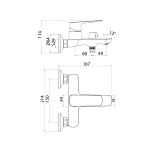 Смеситель для ванны, Sign, IDDIS, SIGSB02i02WA