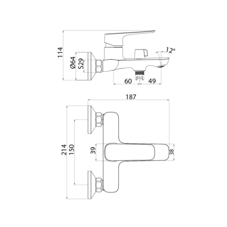 Смеситель для ванны, Sign, IDDIS, SIGSB02i02WA