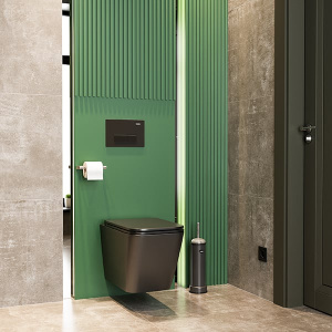 CUBE 2 BLACK унитаз подвесной с чёрной матовой крышкой Soft-close БЕЗОБОДКОВЫЙ