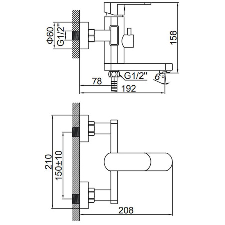 Смеситель для ванны Ledeme L73216
