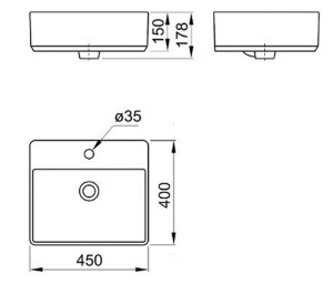 Раковина AQUATON Geometry 45, белая (WQ8A37000000004)