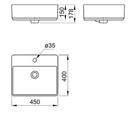 Раковина AQUATON Geometry 45, белая (WQ8A37000000004)