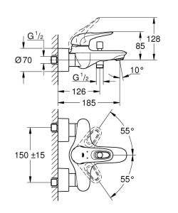 33591LS3 Смеситель для ванны GROHE Eurostyle new, белая луна 