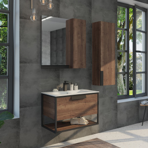 COMFORTY. Тумба-умывальник "Бонн-75" дуб темный с раковиной COMFORTY 75E белая