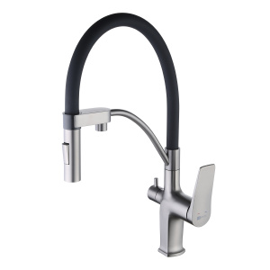 Смеситель Lemark Bronx LM3761GM для кухни, с гибким изливом, с подключ. к фильтру питьевой воды, гра