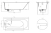 ORNELLA KIT 176x80 Встраиваемая ванна с овальной чашей, регулируемые ножки, донный клапан Up&Down белый, сифон, интегр. слив-перелив, S-Sense, матовый