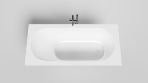 ORNELLA KIT 176x80 Встраиваемая ванна с овальной чашей, регулируемые ножки, донный клапан Up&Down белый, сифон, интегр. слив-перелив, S-Sense, матовый