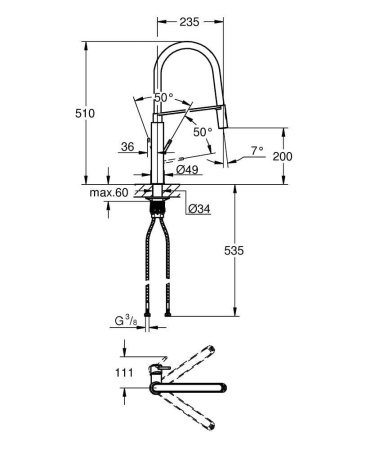 31491000 GROHE Смеситель для кухни Concetto Professional