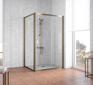 Душевой уголок Vegas Glass ZP+ZPV 120*100 05 01 профиль бронза, стекло прозрачное