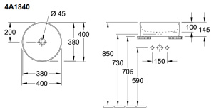 Раковина Villeroy & Boch Collaro 40x40 см, накладная 4A184001