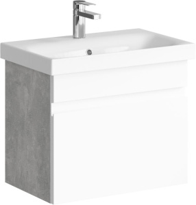 СМАРТ 60 Тумба БЕТОН СВЕТЛЫЙ подвесная, один ящик, с раковиной MODUO SLIM 60 (Ш60хВ51хГ38)
