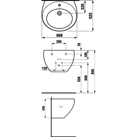 LAUFEN ALESSI WG Раковина 52*52,5см с 1отв.литая