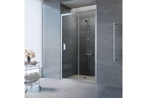 Дверь в душевой проем ZP TUR NOVO h2000 120 08 01 профиль глянцевый хром стекло прозрачное,ручка  квадро