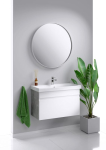 СМАРТ 80 Тумба БЕТОН СВЕТЛЫЙ подвесная, один ящик, с раковиной MODUO SLIM 80 (Ш80хВ51хГ38) SRT0108BS+UM-MOD80SL/1 