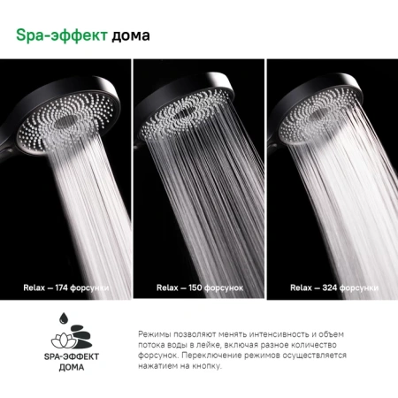 Лейка для душа, черная, SpaHome, IDDIS, SPA3F0Bi18