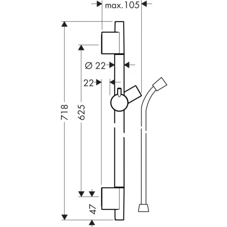 28632700 HG Unica'S Puro Душ. штанга 650 мм, мб