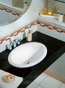 Раковина, Villeroy&Boch, ширина, мм-505, глубина, мм-360, высота, мм-170, тип установки-встраиваемый сверху, отверстия для смесителя-отсутствуют.