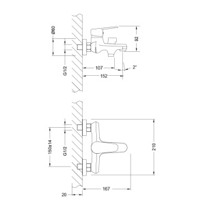 Смеситель Lemark Point LM0314C для ванны, с коротким изливом, хром
