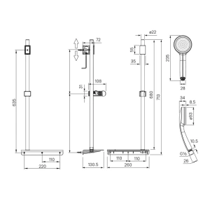 Душевой гарнитур, хром, SpaHome, IDDIS, SPA1F68i16