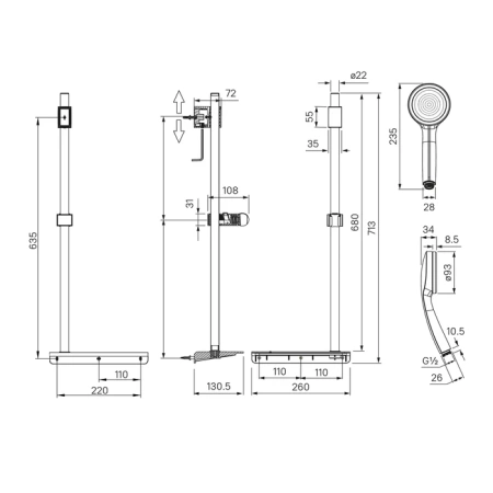 Душевой гарнитур, хром, SpaHome, IDDIS, SPA1F68i16
