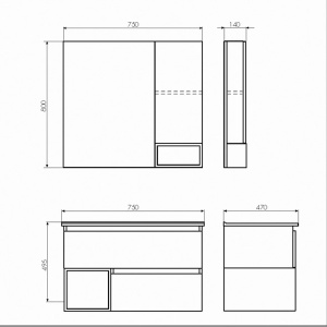 COMFORTY Тумба-умывальник "Турин-75" дуб белый с раковиной COMFORTY 75E