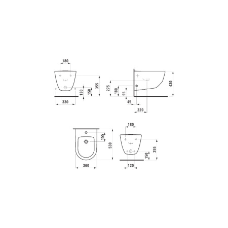LAUFEN PRO  Биде подвесное с 1 отв. бел