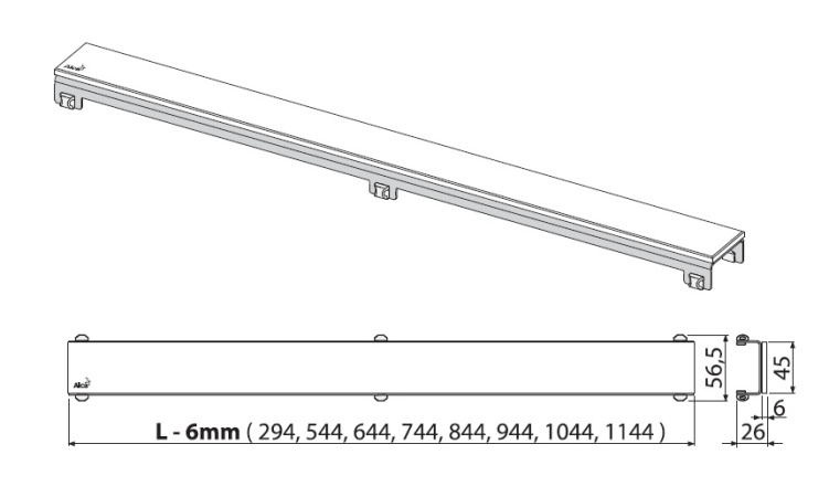GL1204-850 GLASS - Решетка для водоотводящего желоба (Стекло черное )