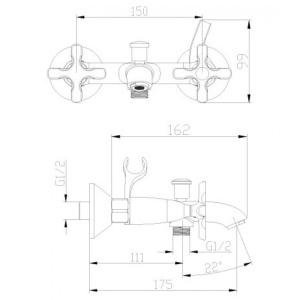 Смеситель Lemark Duetto LM5712C для ванны с коротким изливом, хром
