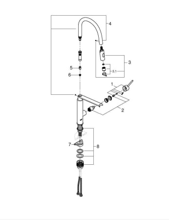 31491000 GROHE Смеситель для кухни Concetto Professional
