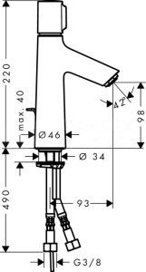72042000 HG Talis Select S Смеситель для раковины 100, однорычаж., со сливным гарнитуром