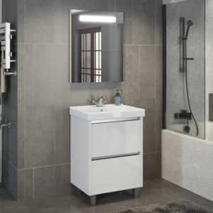 COMFORTY Тумба-умывальник "Дублин-60" белый глянец с раковиной COMFORTY 8056