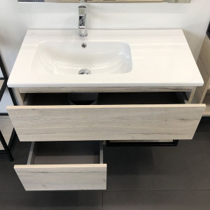 COMFORTY. Тумба-умывальник "Мальме-90" дуб дымчатый с раковиной COMFORTY 9090EL