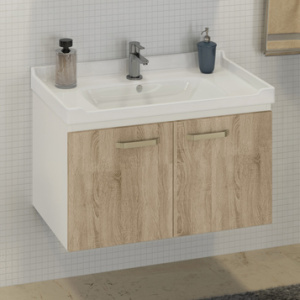 COMFORTY Тумба-умывальник "Рига-80" дуб сонома с раковиной COMFORTY 9335-80