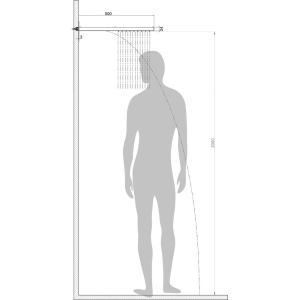BOSSINI (MANHATTAN-2) Душевая панель 500 x 200 x 24 мм, 2 режима (дождь, каскад), хром (030)							