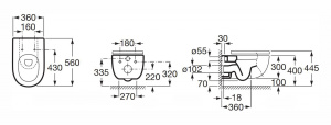 Низ к унитазу MERIDIAN Rimless подвесной безободковый 560мм