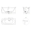 ORNELLA AXIS KIT 176x80 Встраиваемая ванна с прямоугольной чашей, регулируемые ножки, донный клапан "Up&Down" белый, сифон, интегрированный слив-перел