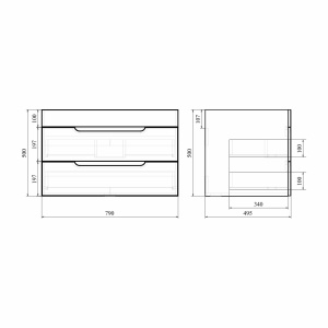 Soho Quadro 80/2 тумба подвесная с доводчиком (дополнительно раковина Deep-80)