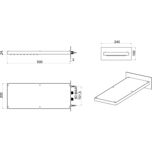 BOSSINI (MANHATTAN-2) Душевая панель 500 x 200 x 24 мм, 2 режима (дождь, каскад), хром (030)							