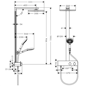 27361000 HG Raindance E 300 1jet Showerpipe 350 ST
