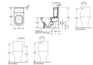 Унитаз, Villeroy&Boch, Verity Design, ширина, мм-370, глубина, мм-670, высота, мм-400, напольный, выпуск-горизонтальный, керамика, белый