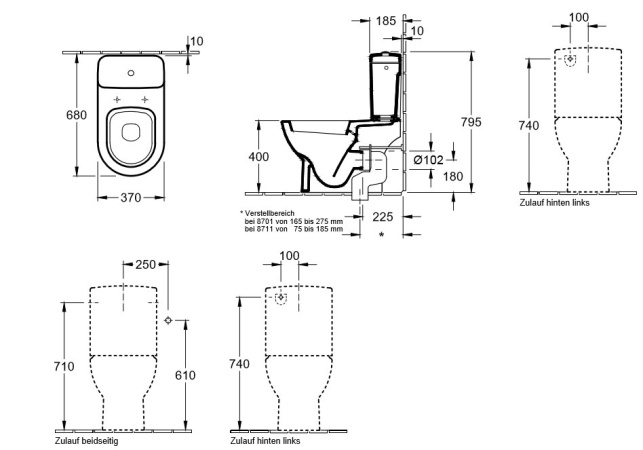 Унитаз, Villeroy&Boch, Verity Design, ширина, мм-370, глубина, мм-670, высота, мм-400, напольный, выпуск-горизонтальный, керамика, белый