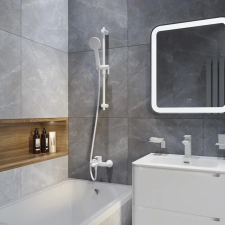 Шланг для душа, белый матовый, силиконовый, 1,2м, Optima Home, IDDIS, OPH12WLi19