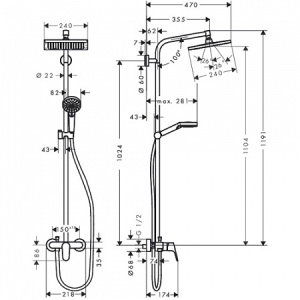 27284000 HG Crometta E 240 1jet Showerpipe с однорычажным смесителем
