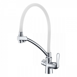 Смеситель Lemark Comfort LM3070C-White для кухни с подключением к фильтру питьевой водой, хром белый