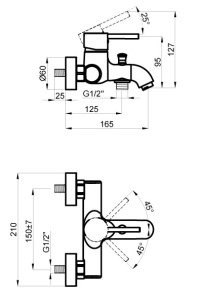 TASCO Смеситель для ванны с коротким изливом , хром (AZ-15160511)