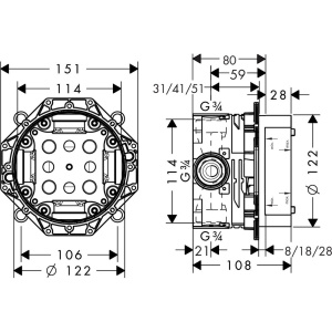 01800180 HG Ibox universal скрытая часть 1/2,  3/4