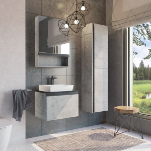 COMFORTY Тумба-умывальник "Эдинбург-60" бетон светлый раковина COMFORTY 9055RA-50 столешница из керамогранита