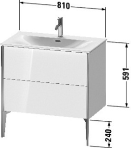 Тумба под раковину, Duravit, XViu, ширина, мм-810, глубина, мм-480, высота, мм-591, тип установки-напольный, форма мебели-прямоугольная, раковина-необ