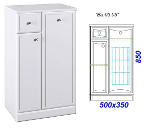 БАРСЕЛОНА 50 Тумба напольная с ящиком, бельевой корзиной и дверцей на петлях с плавным закрыванием (Ш50хВ85хГ35)